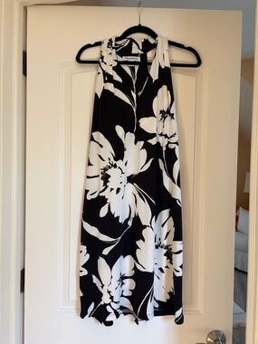 Tommy Bahama Black and White One-Shoulder Floral Dress